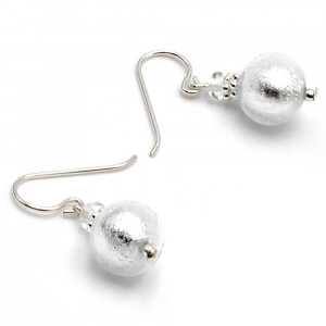 Penelope silver - silver murano glass earrings genuine venitian glass