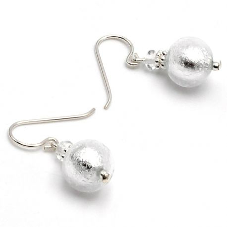 Silver murano glass earrings genuine venitian glass
