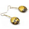 Grey and gold drop murano glass earrings