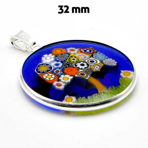 Ciondolo in vetro di murano murrina millefiori albero della vita, 32 mm