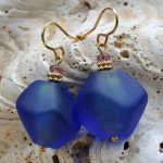 Pendientes de cristal de murano azul de venecia