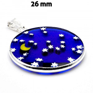  ciondolo in vetro di murano millefiori cielo stellato blu argento