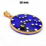  pendentif verre de murano millefiori ciel étoilé bleu or