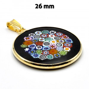 Pendentif verre de murano millefiori noir