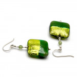 Burano vertes - boucles d'oreilles vertes en veritable verre de murano de venise