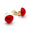 Aretes botón rojo - aretes rojos joyas de genuino cristal murano de venecia