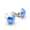 Aretes botón azul - aretes azul joyas de genuino cristal murano de venecia