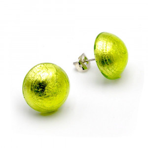 Boucles d'oreilles boutons clou ou pince en veritable verre de murano