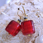 Aretes en cristal de murano rojo de venecia