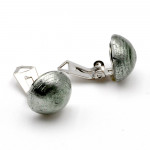 Silver earrings buttons - silver earrings jewelry genuine murano glass