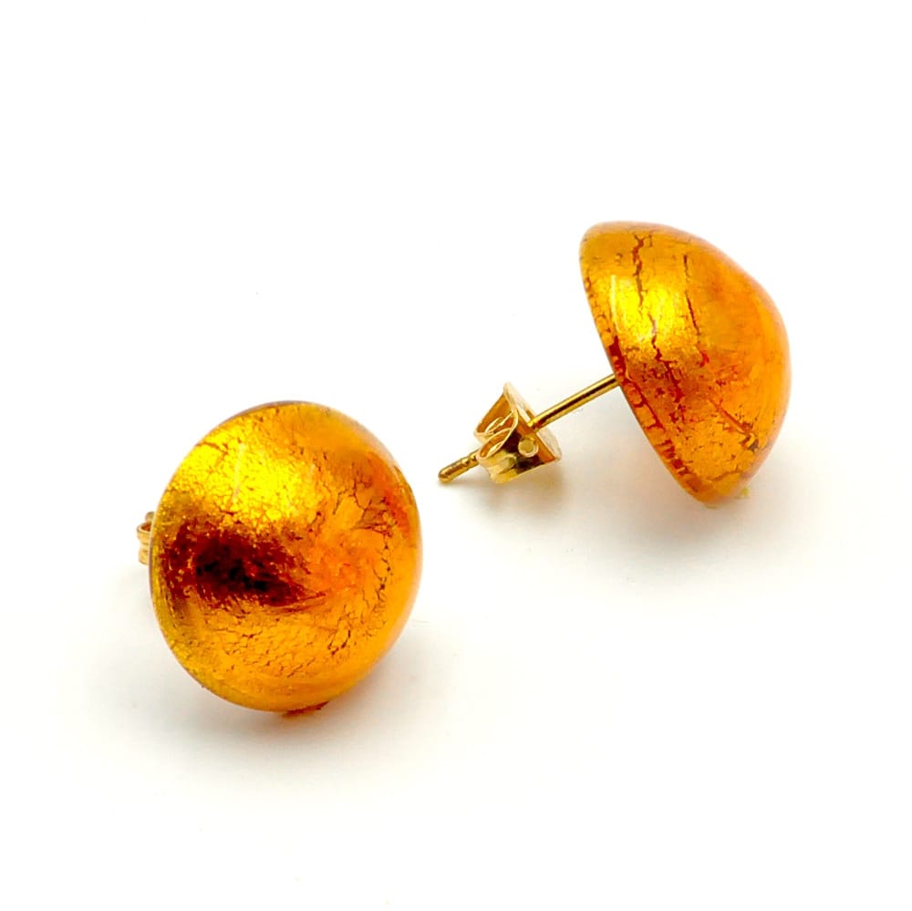 Amber earrings buttons - amber earrings jewelry genuine murano glass venitian