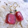 Red murano glass jewelry earrings