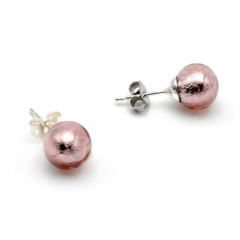 Parma earrings studs - round button nail earrings genuine murano glass of venice
