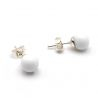 White murano studs - white round button nail murano glass earrings