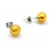 Gold crystal studs - earrings round button nail genuine murano glass of venice
