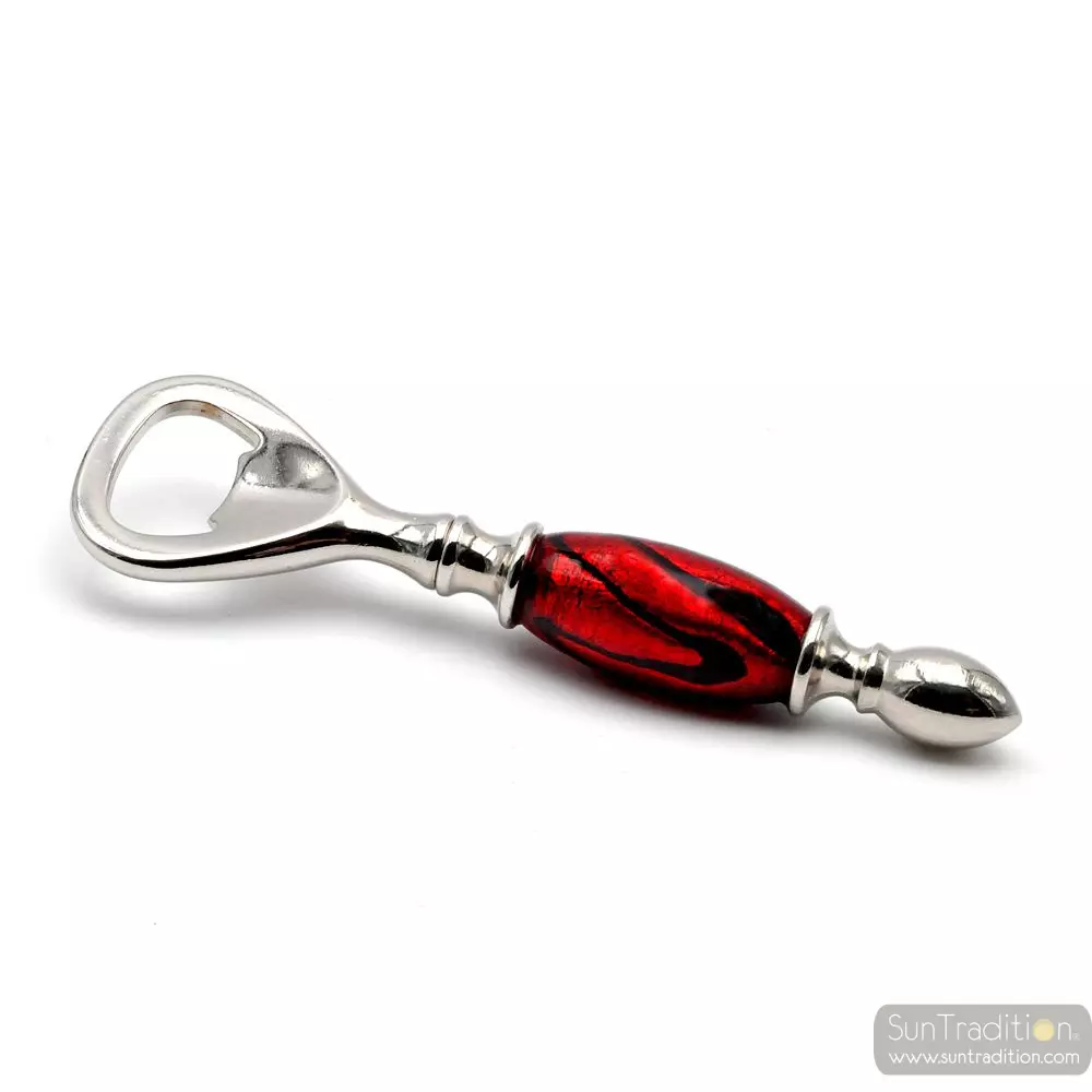 Red murano glass bottle opener 