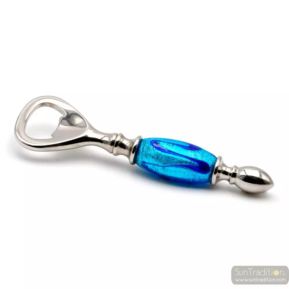 Blue murano glass bottle opener 
