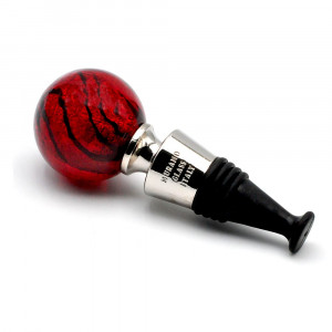 Red murano glass wine bottle stopper