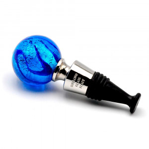 Blue murano glass wine bottle stopper