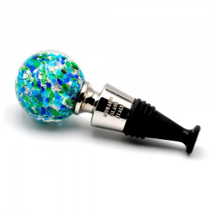 Blue murano glass wine bottle stopper