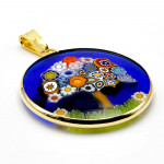  colgante de cristal de murano millefiori árbol de la vida, de 32 mm plata