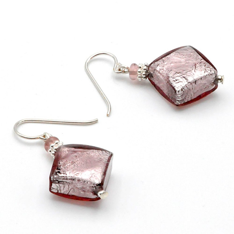 Boucles d'oreilles parme en veritable verre de murano