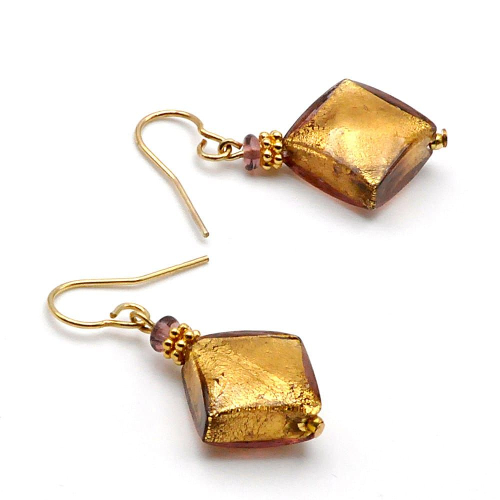 Butterfly gull - øreringer gull smykker i ekte murano-glass