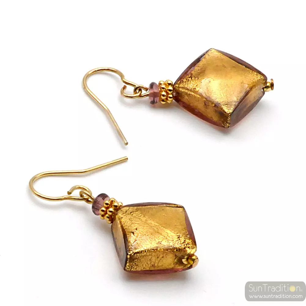 Butterfly gold - gold murano glass earrings genuine murano glass