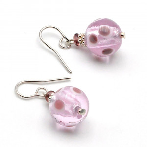 Galaxy lilas - boucles d'oreilles mauve bijou en veritable verre de murano de venise