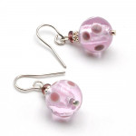 Boucles d'oreilles mauve bijou en veritable verre de murano de venise