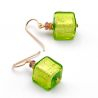 Amerika grønn-og-gull - øreringer grønn ekte smykker, murano glass venezia