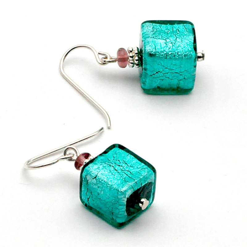 Silver earrings genuine murano glass venice