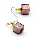 Parma and gold earrings genuine murano glass venice