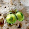 Boucles d'oreilles verre murano vert anis