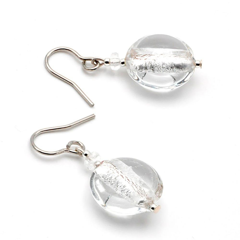 Pastiglia syre piccoli sølv - øredobber transparent sølv, murano glass