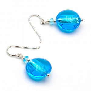 Pastiglia acid piccoli blue - blue murano glass earrings murano glass