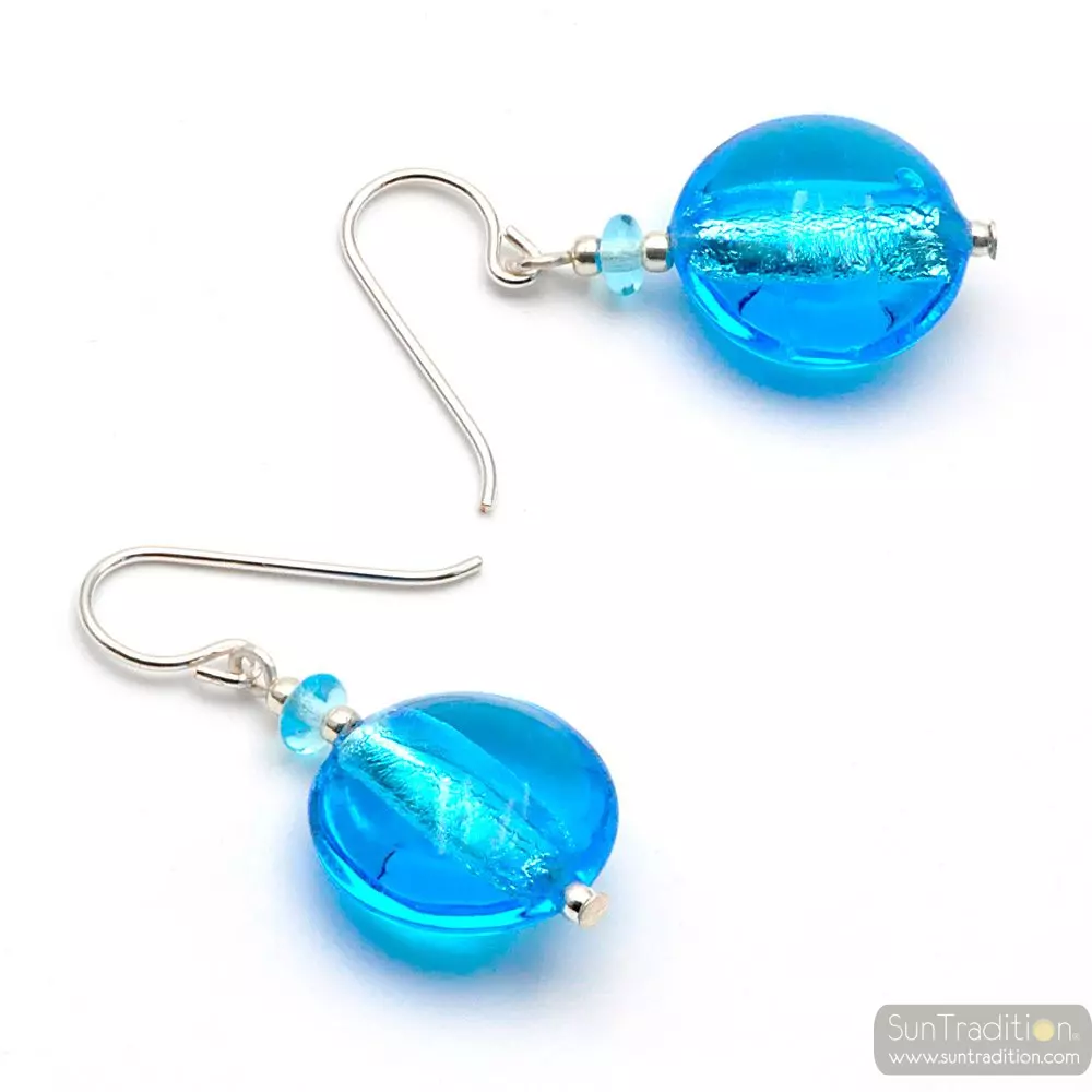 Pastiglia acid piccoli blue - blue murano glass earrings murano glass