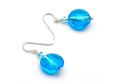 Boucles d'oreilles bleu ciel en verre de murano