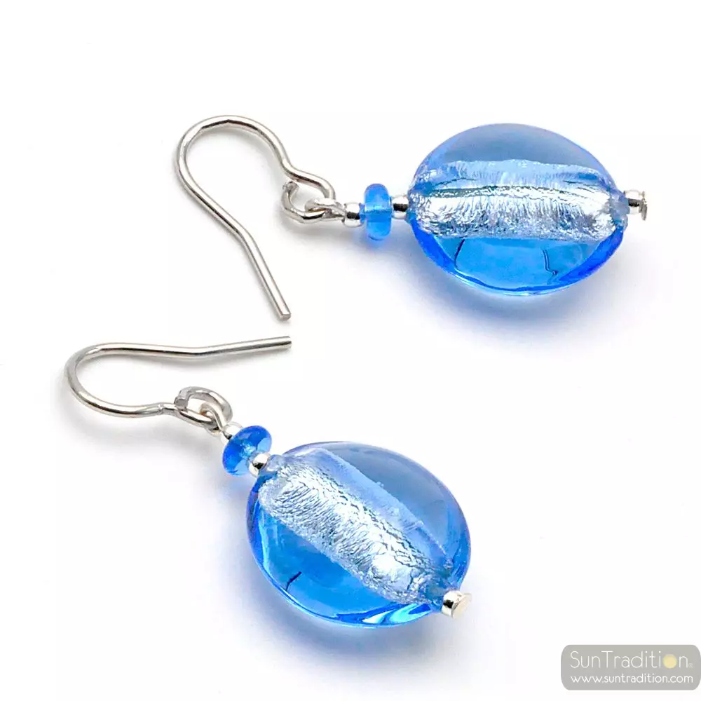 Pastiglia acid piccoli navy blue - navy blue murano glass earrings murano glass