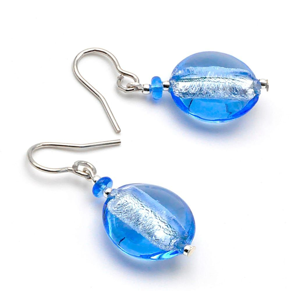 Boucles d'oreilles bleu marine en verre de murano