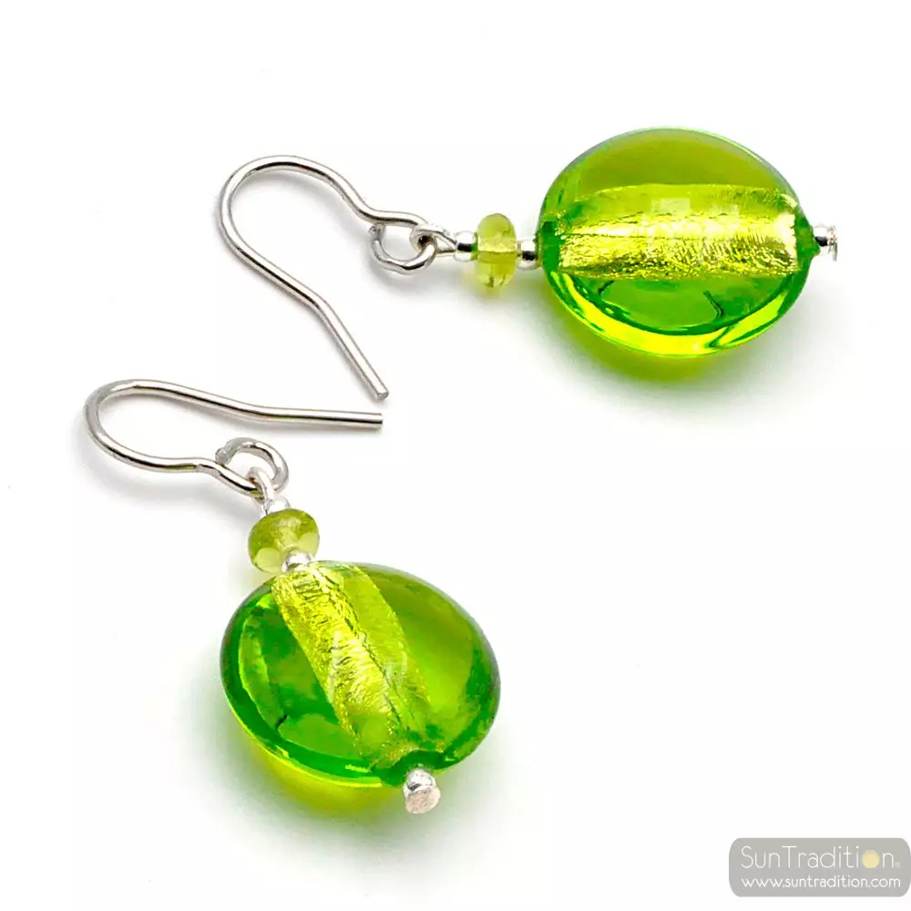 Pastiglia acid piccoli green - apple green murano glass earrings
