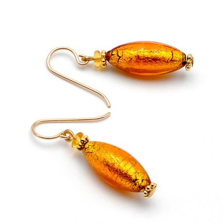 Oorbellen van murano-glas amber