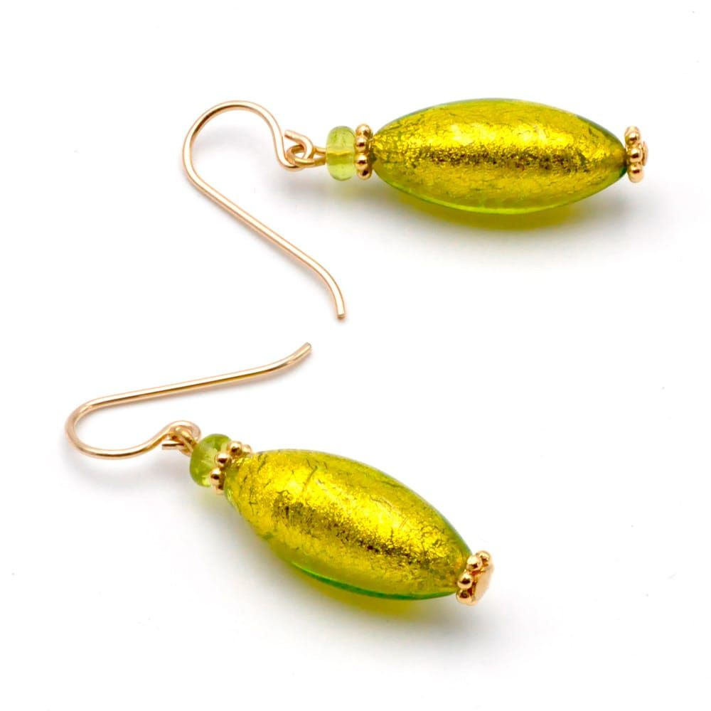 Anis green murano glass earrings