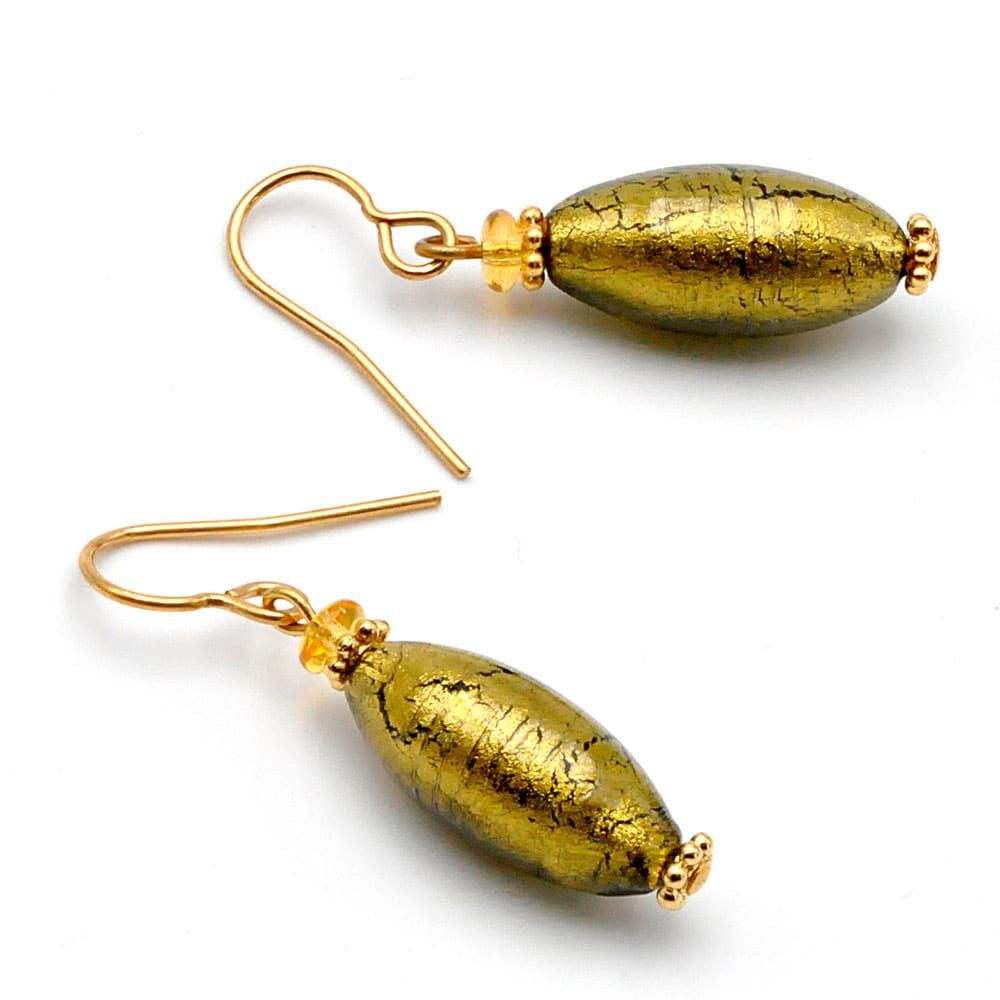 Khaki murano glass earrings