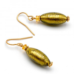 Oliver khaki - khaki murano glass earrings