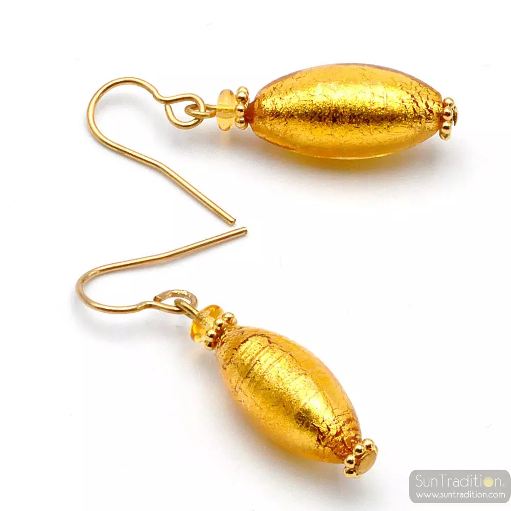 Oliver gold - gold murano glass earrings