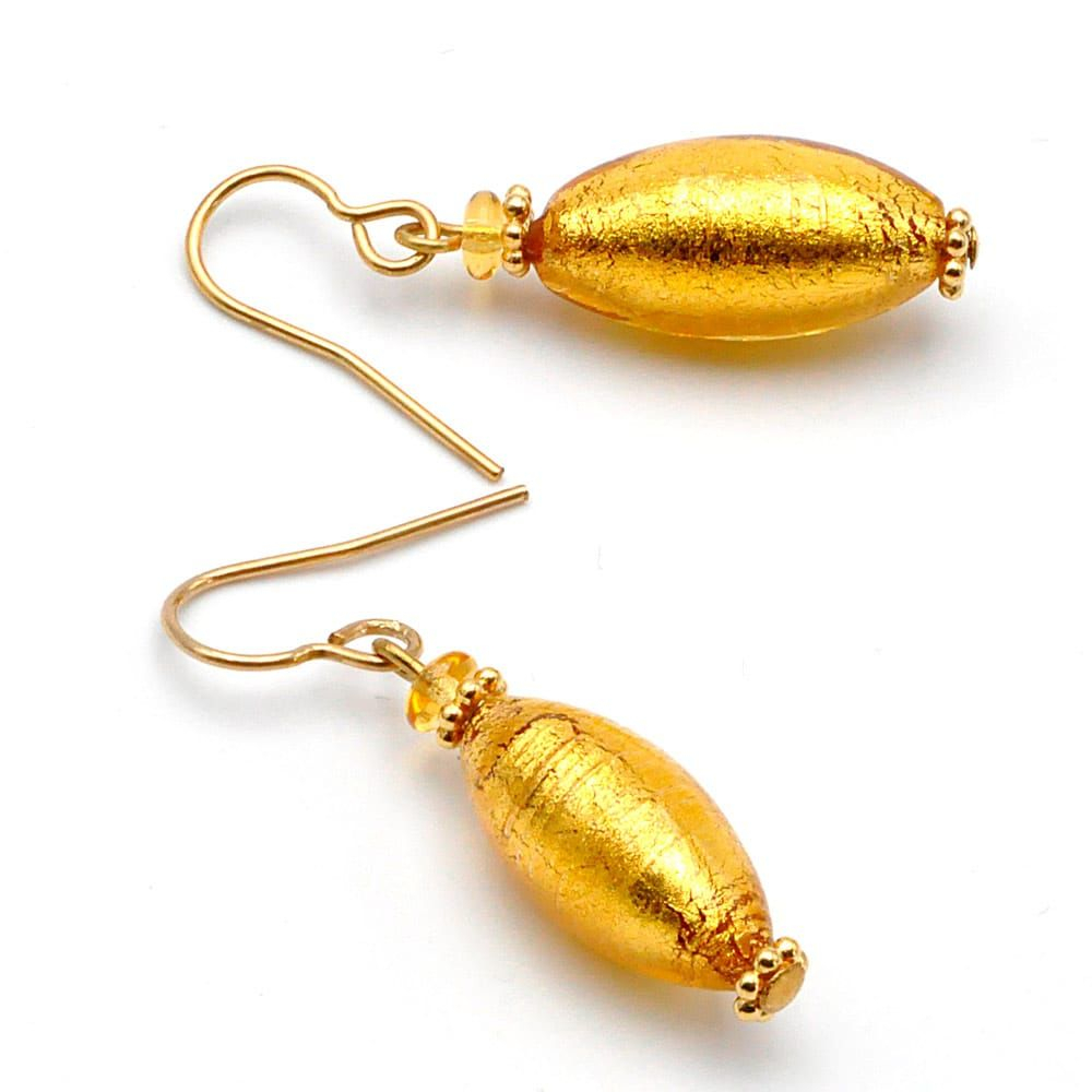 Oliver gouden - oorbellen murano glas goud