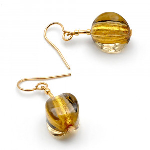 Lancette oliva squadrata or - boucles d'oreilles or en verre de murano