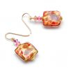 Pink murano glass drop earrings glass of venice