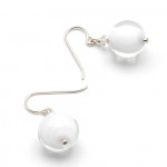 White earrings genuine venice murano glass